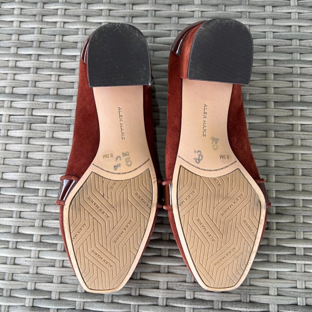 Alex Marie Phaidia Suede Houndstooth Block Heel Pumps Size 8.5 Maroon Brown - Picture 8 of 11